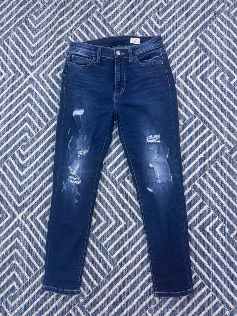 Buckle Bridges By Gly Dark Blue Distressed Skinny Jeans
